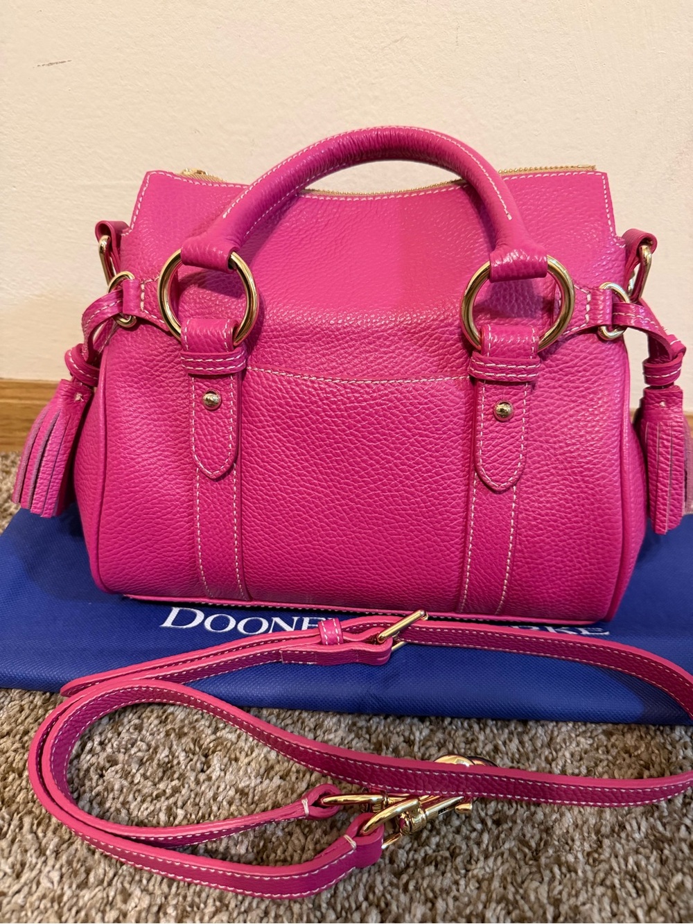 Dooney & Bourke Lucca Pink Pebbled Leather Satchel - Picture 7 of 10
